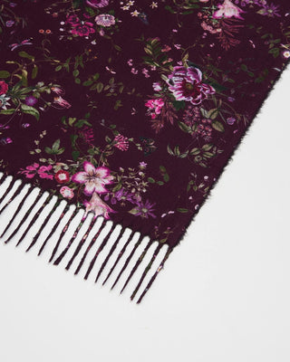 Fable England Floral Long Fringed Scarf Burgundy Eve - MMJs Fashion