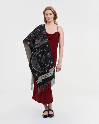 Fable England Jacquard Celestial Scarf Black Freya - MMJs Fashion