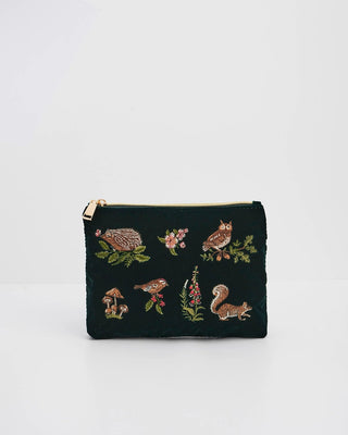 Fable England Meadow Scene Embroidered Pouch Forest Green - MMJs Fashion