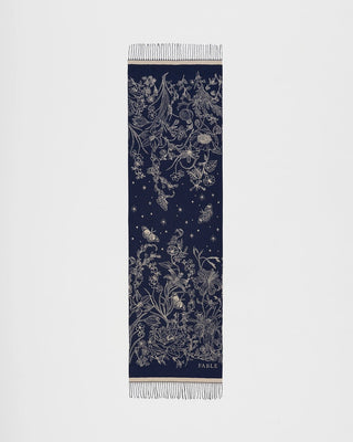 Fable England Midnight Garden Long jacquard Scarf Navy - MMJs Fashion