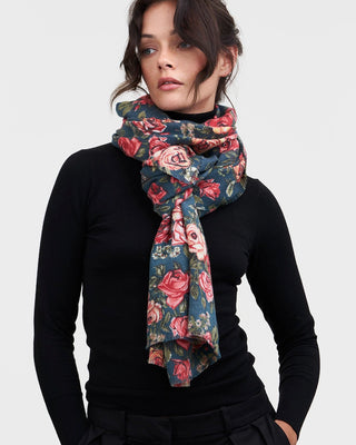 Fable England Roses Pashmina Scarf Teal - MMJs Fashion