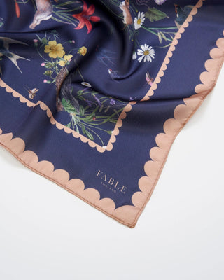 Fable England Running Bunny Toile Square Scarf Blue - MMJs Fashion