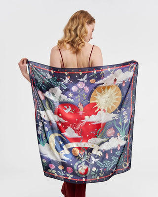 Fable England Square Story Scarf Navy Freya's Heart - MMJs Fashion