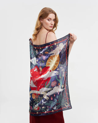 Fable England Square Story Scarf Navy Freya's Heart - MMJs Fashion