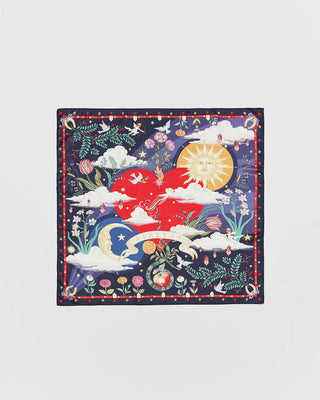 Fable England Square Story Scarf Navy Freya's Heart - MMJs Fashion