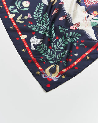 Fable England Square Story Scarf Navy Freya's Heart - MMJs Fashion