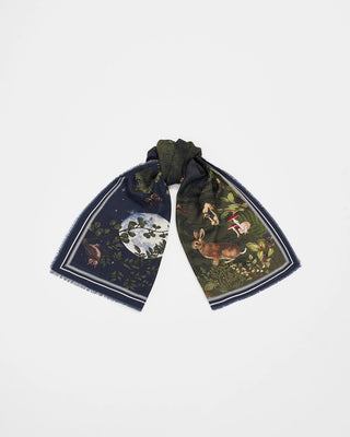Fable England Woodland Meadow Rectangle Scarf Navy - MMJs Fashion