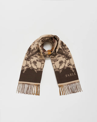 Fable England Woodland Tales Jacquard Scarf Taupe - MMJs Fashion