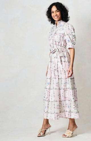 Hope & Ivy Button Front Midi Dress Ivory The Pamela - MMJs Fashion