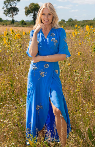 Hope & Ivy Embellished Wrap Dress Blue Mallory - MMJs Fashion