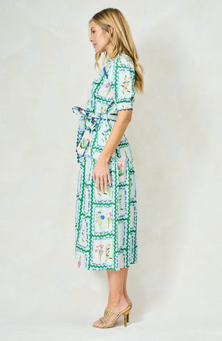 Hope & Ivy Floral Button Front Midi Dress Blue Multi Lilith - MMJs Fashion