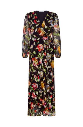 Hope & Ivy Floral Lurex Wrap Maxi Dress Black The Bunty - MMJs Fashion