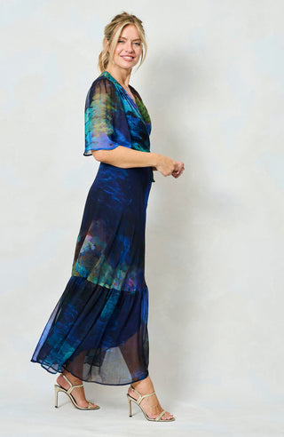Hope & Ivy Flutter Sleeve Wrap Dress Blue The Jacqueline - MMJs Fashion