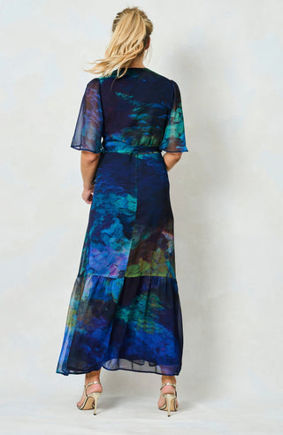 Hope & Ivy Flutter Sleeve Wrap Dress Blue The Jacqueline - MMJs Fashion