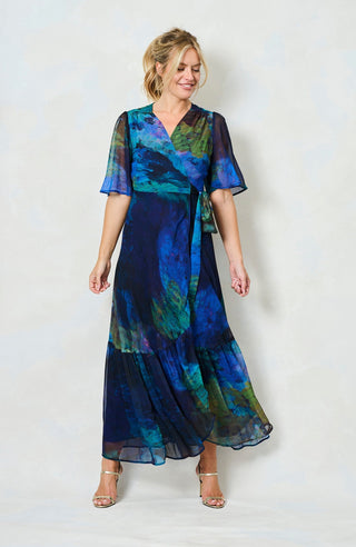Hope & Ivy Flutter Sleeve Wrap Dress Blue The Jacqueline - MMJs Fashion