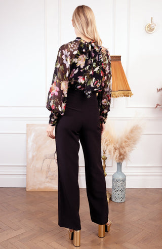 Hope & Ivy Keyhole Neck Blouse Black The Juni Mae - MMJs Fashion