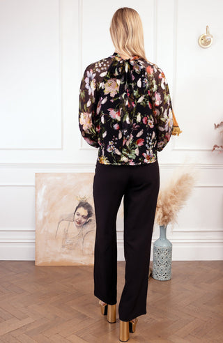 Hope & Ivy Keyhole Neck Blouse Black The Juni Mae - MMJs Fashion