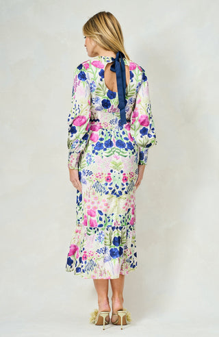 Hope & Ivy Tie Bow Maxi Dress White Multi The Caroline - MMJs Fashion