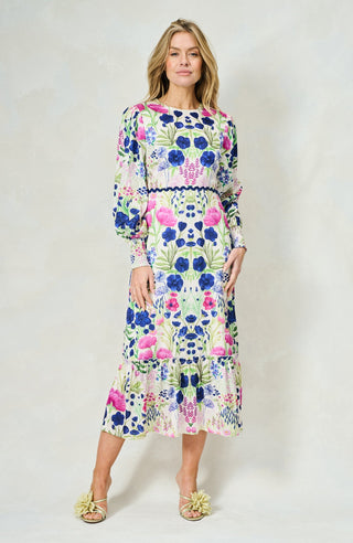 Hope & Ivy Tie Bow Maxi Dress White Multi The Caroline - MMJs Fashion