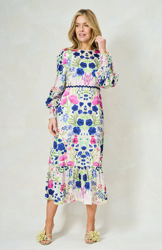 Hope & Ivy Tie Bow Maxi Dress White Multi The Caroline - MMJs Fashion