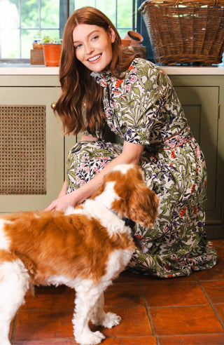 Hope & Ivy William Morris Floral Cotton Dress Green The Nigella - MMJs Fashion