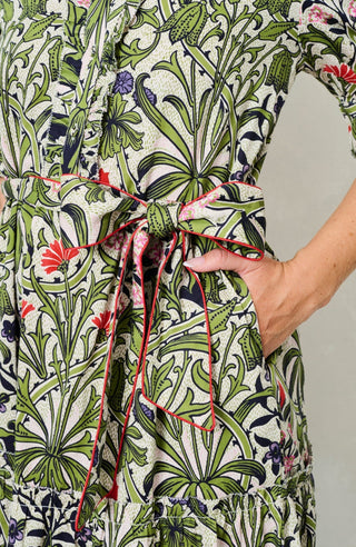 Hope & Ivy William Morris Floral Cotton Dress Green The Nigella - MMJs Fashion