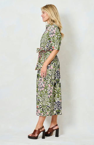 Hope & Ivy William Morris Floral Cotton Dress Green The Nigella - MMJs Fashion