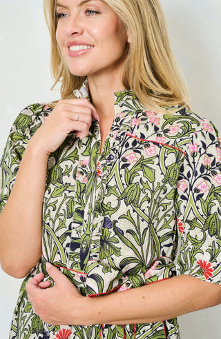 Hope & Ivy William Morris Floral Cotton Dress Green The Nigella - MMJs Fashion