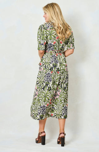 Hope & Ivy William Morris Floral Cotton Dress Green The Nigella - MMJs Fashion