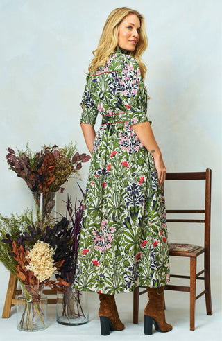 Hope & Ivy William Morris Floral Cotton Dress Green The Nigella - MMJs Fashion