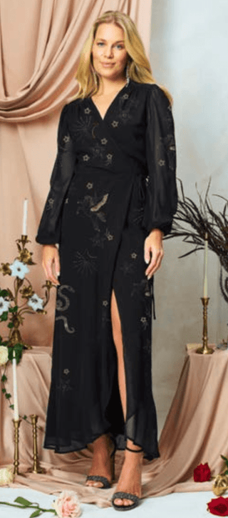 Hope & Ivy Wrap Dress Black The Caliste - MMJs Fashion