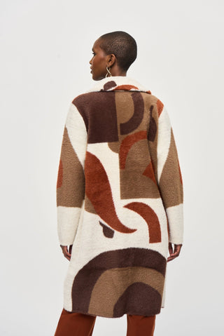 Joseph Ribkoff Abstract Print Coat Brown and Ivory - MMJs Fashion