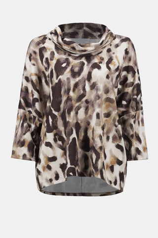 Joseph Ribkoff Animal Print Tunic Top Brown Ivory - MMJs Fashion