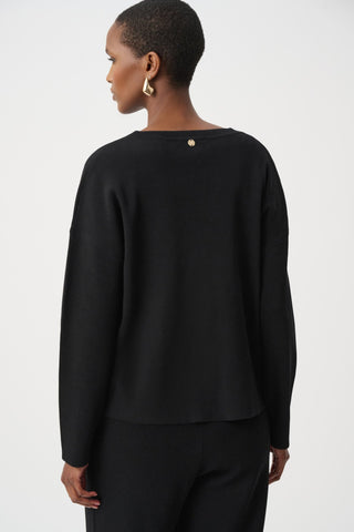 Joseph Ribkoff Asymmetric Stud Detail Jumper Black - MMJs Fashion