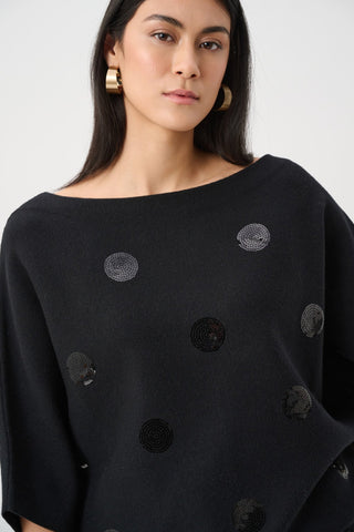 Joseph Ribkoff Boxy Embroidered Jumper Black - MMJs Fashion