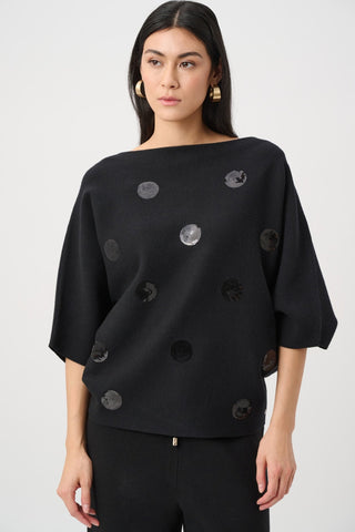 Joseph Ribkoff Boxy Embroidered Jumper Black - MMJs Fashion