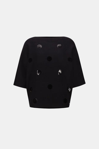 Joseph Ribkoff Boxy Embroidered Jumper Black - MMJs Fashion