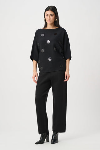 Joseph Ribkoff Boxy Embroidered Jumper Black - MMJs Fashion