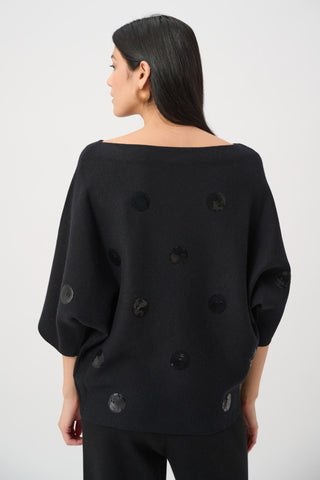 Joseph Ribkoff Boxy Embroidered Jumper Black - MMJs Fashion