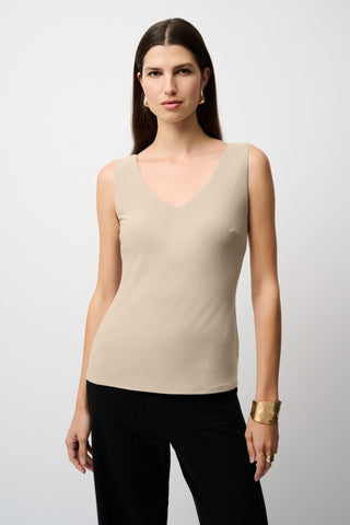 Joseph Ribkoff Classic V - neckline Camisole Top Beige - MMJs Fashion