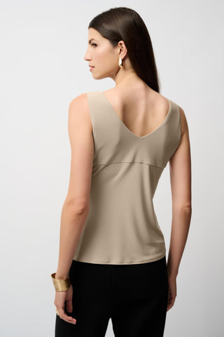 Joseph Ribkoff Classic V - neckline Camisole Top Beige - MMJs Fashion