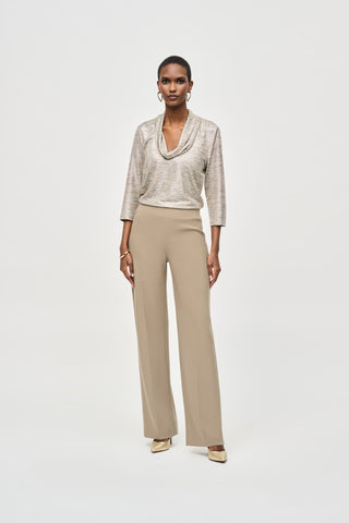 Joseph Ribkoff Classic Wide Leg Trousers Beige - MMJs Fashion