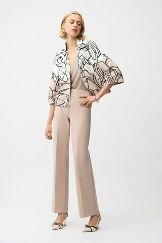 Joseph Ribkoff Classic Wide Leg Trousers Beige - MMJs Fashion