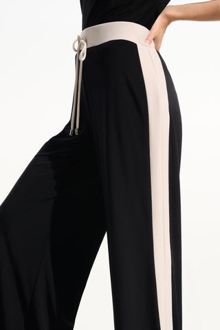 Joseph Ribkoff Colour Block Wide Leg Trousers Black - MMJs Fashion
