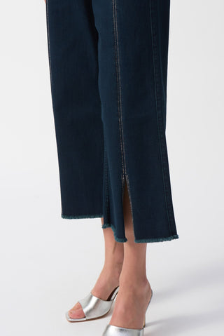 Joseph Ribkoff Culotte Jeans With Embellished Front Seam Light Blue - MMJs Fashion