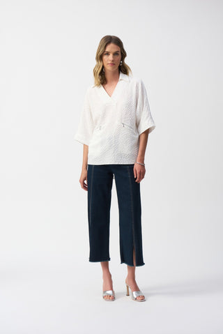 Joseph Ribkoff Culotte Jeans With Embellished Front Seam Light Blue - MMJs Fashion