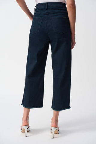Joseph Ribkoff Culotte Jeans With Embellished Front Seam Light Blue - MMJs Fashion