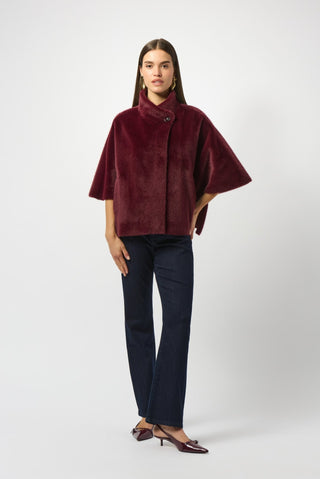 Joseph Ribkoff Faux Fur Short Sleeve Jacket Red - MMJs Fashion