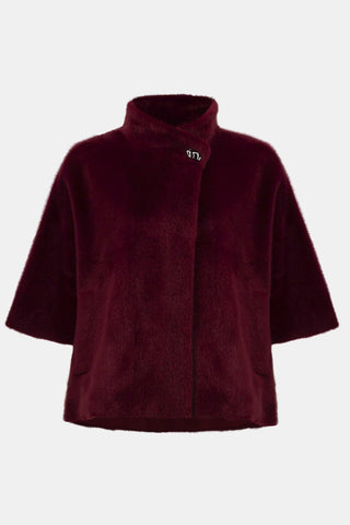 Joseph Ribkoff Faux Fur Short Sleeve Jacket Red - MMJs Fashion