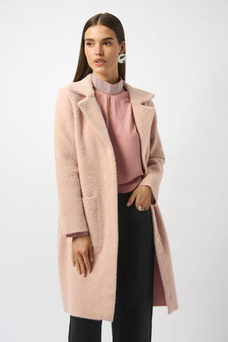 Joseph Ribkoff Faux Fur Trim Sweater Coat Pink - MMJs Fashion